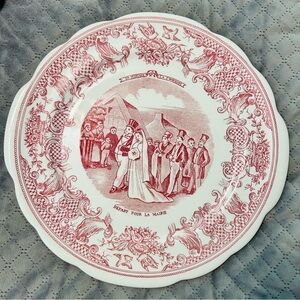 Gien Countryside Wedding Story Cake plate & serving plates - Antique